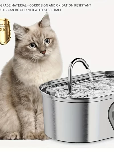 3.5L large capacity pet water dispenser automatic stainless steel cat water fountain with LED Lighting