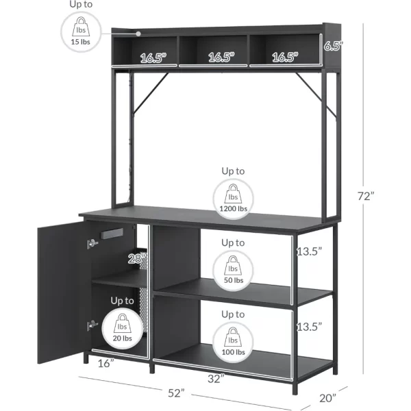 55-90 Gallon Aquarium Stand with LED Lights, Fluted Cabinet For Fish Tank Accessories Storage, Heavy Duty Metal & Power Outlets - Image 2
