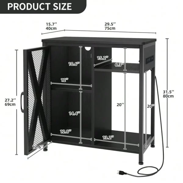 20-29 Gallon Metal Aquarium Stand Fish Tank Stand Storage Cabinet w/Power Outlet - Image 2