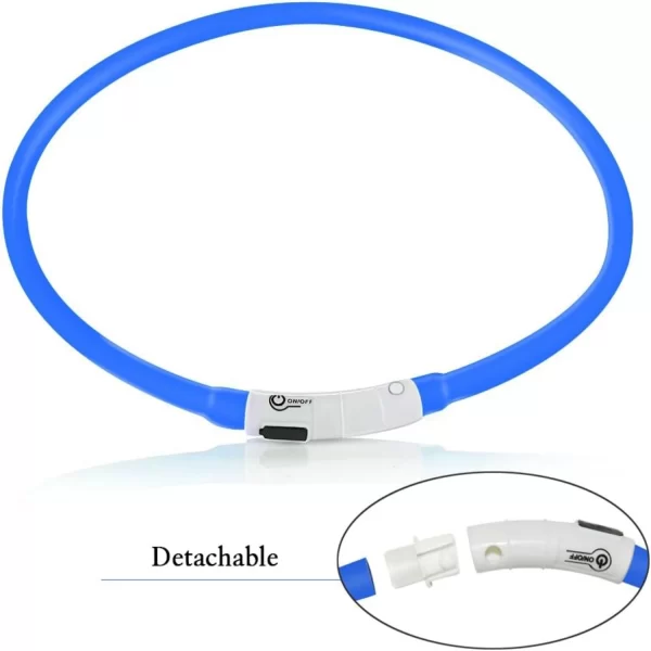 LED Dog Collar, USB Rechargeable Glowing Collars, Light Up Collar Improved Pet Safety &Visibility at Night, 3 Flashing Modes, - Image 5