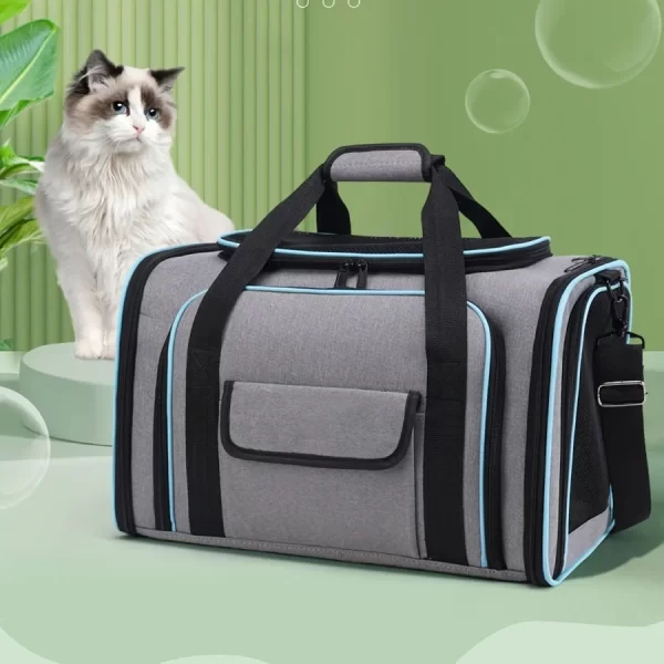 Expandable Foldable Carrier with Fleece Pad Soft Side for Small Pets Cats, Puppies. Breathable Backpack - Image 2
