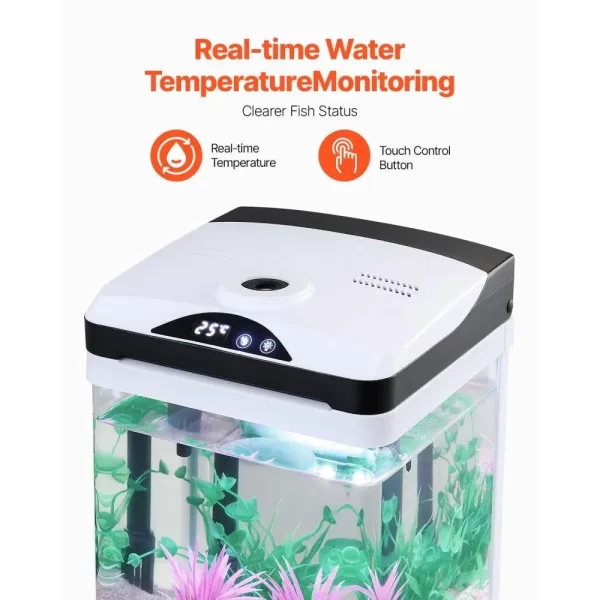 2 Gallon Smart Aquarium Fish Tank Clear Glass Self Cleaning 7 Color Lighting System - Image 4