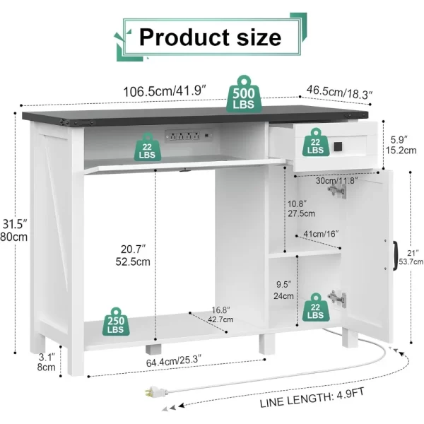 40 Gallon Aquarium Stand With Charging Station, Farmhouse Fish Tank Stand, Reptile Tank Stand Terrarium Stand with Drawer - Image 2