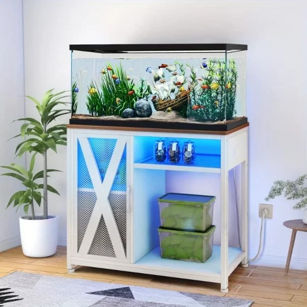 40-50 gallon aquarium stand tank with power outlet and LED light - Image 2