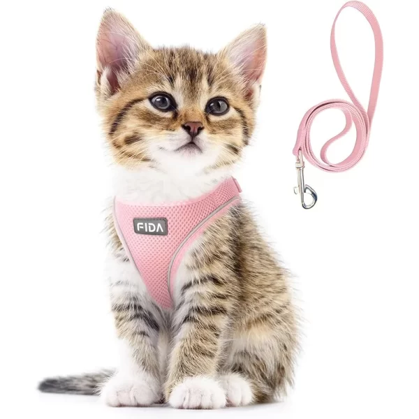 Adjustable Cat Harness Leash Set Escape Proof Soft Mesh Lightweight Breathable
