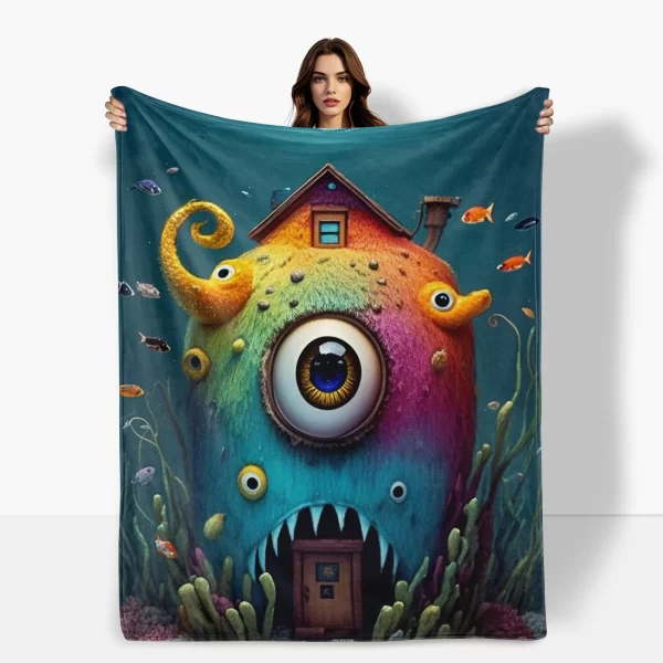 Colorful Underwater Fish Tank Blanket Featuring Seaweed Patterns For A Vibrant And Decorative Home Accent Piece