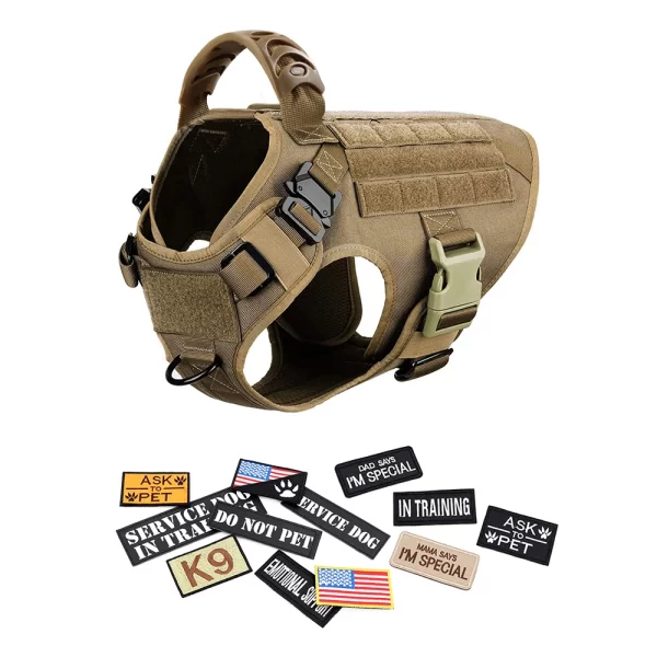 Military Large Dog Harness Collar Leash Bags Patches Set Training Vests Tactical Dogs Harnesses - Image 11
