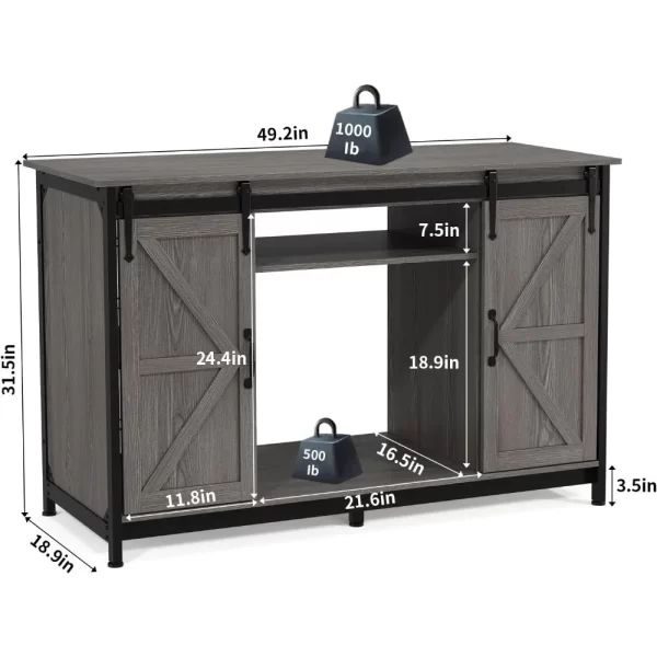 Farmhouse 55-75 Gallon Fish Tank Stand with Power Outlet, Aquarium Stand with Storage Cabinet and Sliding Barn Door - Image 2