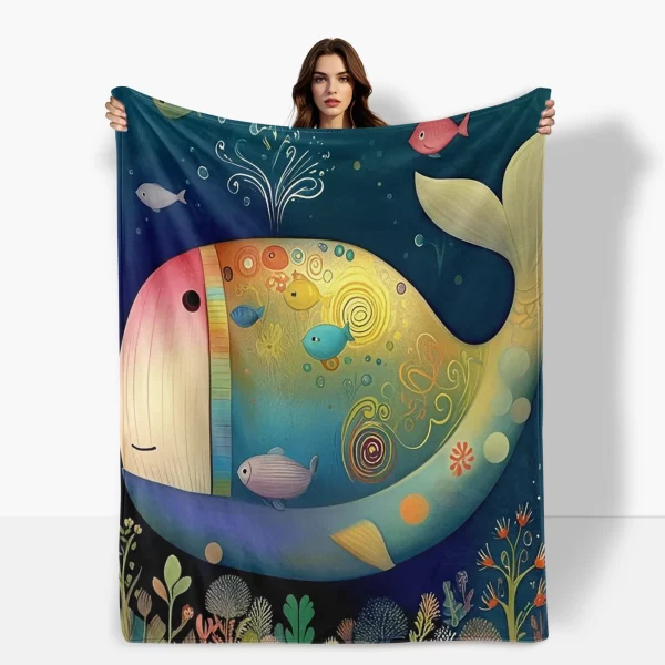 Fish Tank Blanket With Seaweed And Bubble Patterns For A Stylish And Decorative Home Ambiance Touch