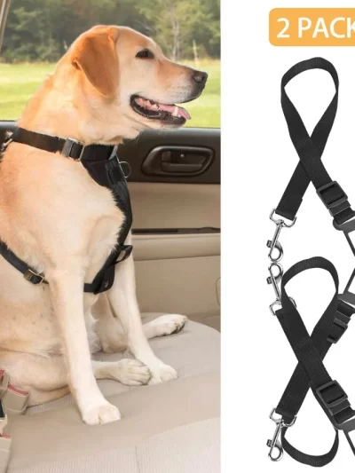 2Pcs Pet Dog Seat Belt Leash Adjustable Dog Cat Safety Leads