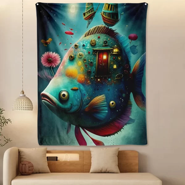 Underwater House Blanket With Fish Tank Design For A Unique And Friendly Home Decor Enhancement - Image 4