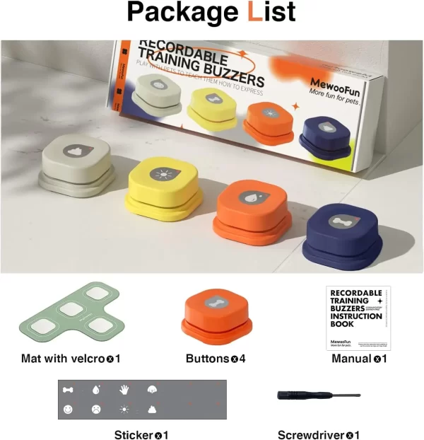 Buttons with Rubber Mat Recordable Dog/Cat Talking Buttons Set Communication - Image 3